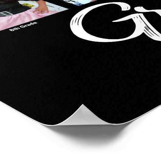 Schwarzer Abschluss K-12 FotoCollage Weißes Script Poster (Ecke)