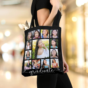 Schwarzer Abschluss K-12 Moderne Script FotoCollag Tasche