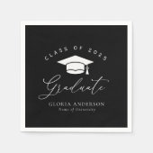 Schwarzer Abschluss mit weißem Skript Serviette (Vorderseite)