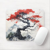 Schwarzer Abstrakter Baum Mousepad (Mit Mouse)
