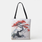 Schwarzer Abstrakter Baum Tasche (Rückseite)