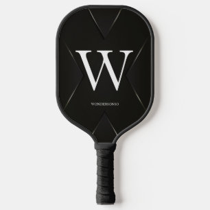 Schwarzer abstrakter benutzerdefinierter Textname Pickleball Schläger