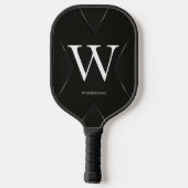 Schwarzer abstrakter benutzerdefinierter Textname Pickleball Schläger (Rückseite)