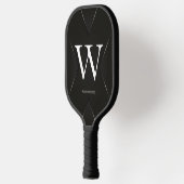 Schwarzer abstrakter benutzerdefinierter Textname Pickleball Schläger (Links)