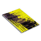 Schwarzer abstrakter Spritzer malen Tropfen auf ei Notizblock (Rechte Seite)