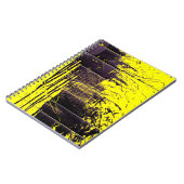 Schwarzer abstrakter Spritzer malen Tropfen auf ei Notizblock (Linke Seite)