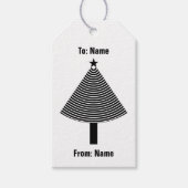 Schwarzer Abstrakter Streifen Weihnachtsbaum Geschenkanhänger (Vorderseite)