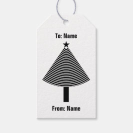Schwarzer Abstrakter Streifen Weihnachtsbaum Geschenkanhänger
