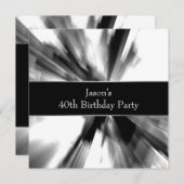 Schwarzer Abstrakter Wolkenkratzer Mans 40. Geburt Einladung (Vorne/Hinten)