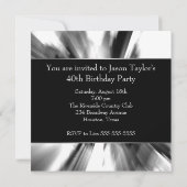 Schwarzer Abstrakter Wolkenkratzer Mans 40. Geburt Einladung (Rückseite)