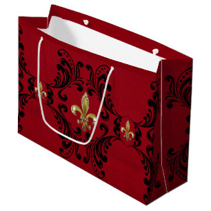 Schwarzer Acanthus auf Rot Große Geschenktüte