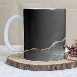 Schwarzer Achat-Goldglitter Kaffeetasse
