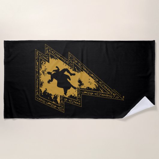 Schwarzer Adam-Distressed-Blitzschlag-Grafik Strandtuch (Vorderseite)