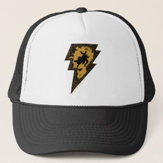 Schwarzer Adam-Distressed-Blitzschlag-Grafik Truckerkappe
