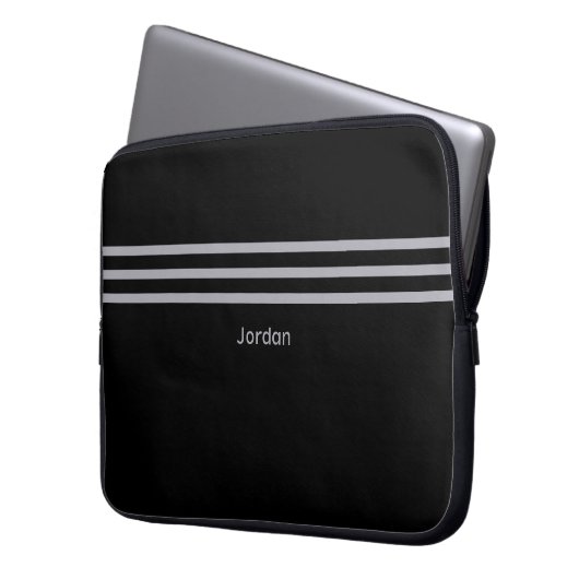 Schwarzer Add Name Padding Laptop Sleeve (Vorderseite Links)