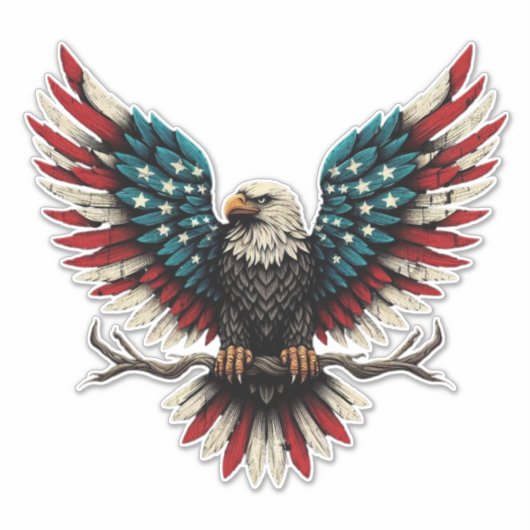 Schwarzer Adler aus Rustikal Aufkleber (Vorderseite)