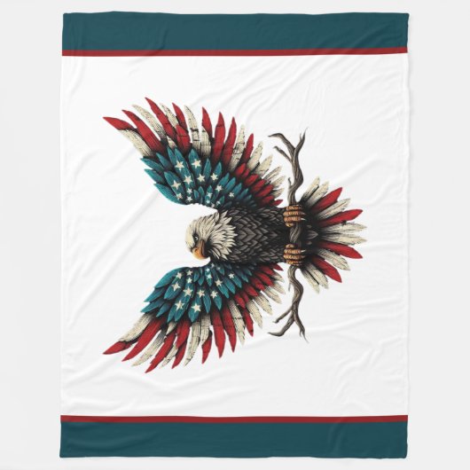 Schwarzer Adler aus Rustikal Fleecedecke (Vorderseite)