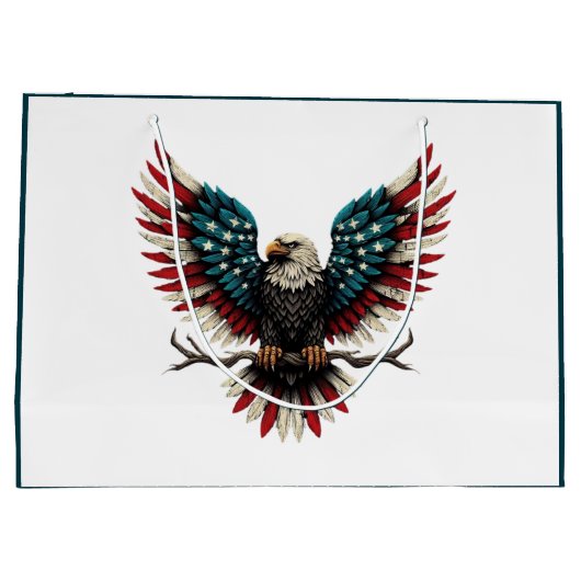 Schwarzer Adler aus Rustikal Große Geschenktüte (Rückseite)