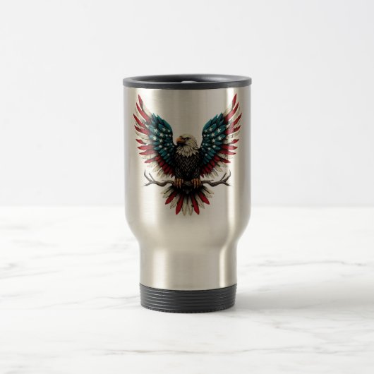 Schwarzer Adler aus Rustikal Reisebecher (Mittel)