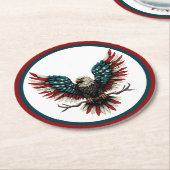 Schwarzer Adler aus Rustikal Runder Pappuntersetzer (Angewinkelt)