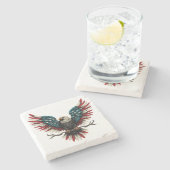 Schwarzer Adler aus Rustikal Steinuntersetzer (Seitenansicht)