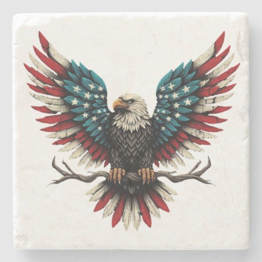 Schwarzer Adler aus Rustikal Steinuntersetzer (Vorderseite)