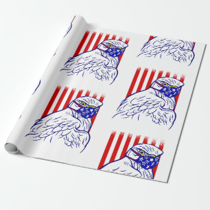 Schwarzer Adler mit patriotischer Gesichtsmaske Geschenkpapier