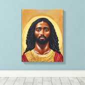 Schwarzer Afrikaner Jesus Christus Religiöse Kunst Leinwanddruck (Insitu (Holzboden))