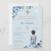 Schwarzer Afrikanischer Junge Blau Einladung (Vorderseite)