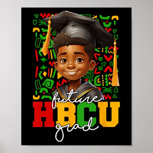 Schwarzer Afrikanischer Junge College-Abschluss Zu Poster (Vorne)