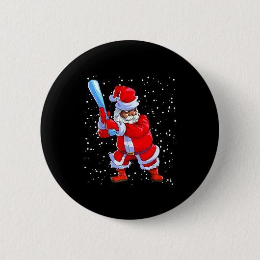 Schwarzer afroamerikanischer Weihnachtsmann Baseba Button (Vorderseite)