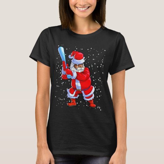 Schwarzer afroamerikanischer Weihnachtsmann Baseba T-Shirt (Vorderseite)