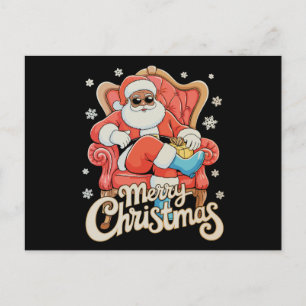 Schwarzer afroamerikanischer Weihnachtsmann Weihna Feiertagspostkarte