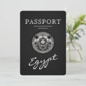 Schwarzer ägyptischer Reisepass Hochzeit Save the Date (Stehend Vorderseite)