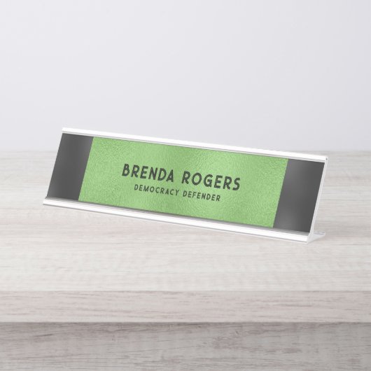 Schwarzer Akzent im grünen Hintergrund Schreibtischnamensplakette (Vorderseite )