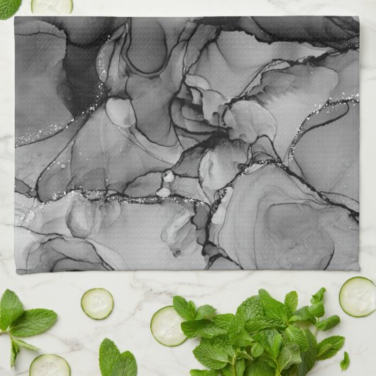 Schwarzer Alkoholtupfer Geschirrtuch (Gefaltet)