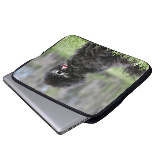 Schwarzer älterer Spitz Laptopschutzhülle (Vorne Knopf)