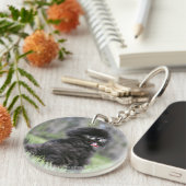 Schwarzer älterer Spitz Schlüsselanhänger (Vorderseite rechts)