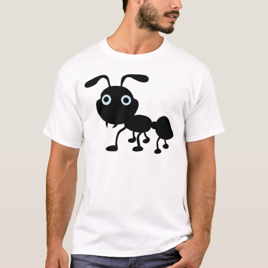 Schwarzer Ameisen-Cartoon T-Shirt (Vorderseite)