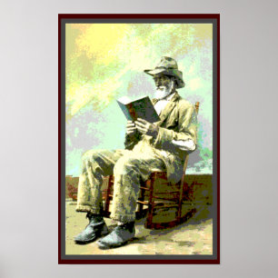 Schwarzer Amerikaner Vintage-Mann liest Buch Poster