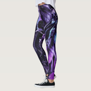 Schwarzer Amethyst-Splash, dunkel Lila Abstrakt Leggings