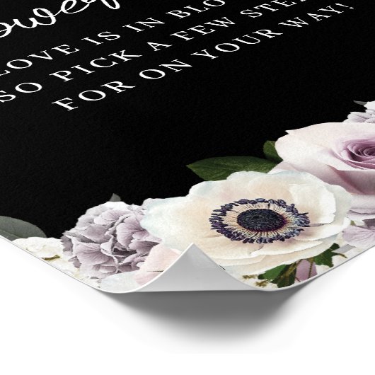 Schwarzer Anemon und Lila Blumendusche Blume Bar Poster (Ecke)