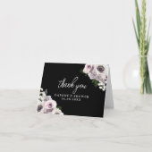 Schwarzer Anemon und Lila Brautparty mit Blumen Dankeskarte (Vorderseite)