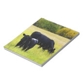 Schwarzer Angus Rind Weiden in Gelbgrasfeld Notizblock (Rotiert)