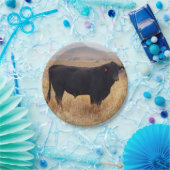 Schwarzer Angus Steer Grazing mit Herde Pappteller (Party)