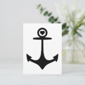 Schwarzer Anker mit Herz Postkarte (Stehend Vorderseite)
