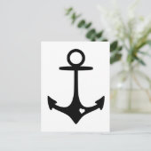 Schwarzer Anker mit Herz Postkarte (Stehend Vorderseite)