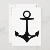 Schwarzer Anker mit Herz Postkarte (Vorne/Hinten)
