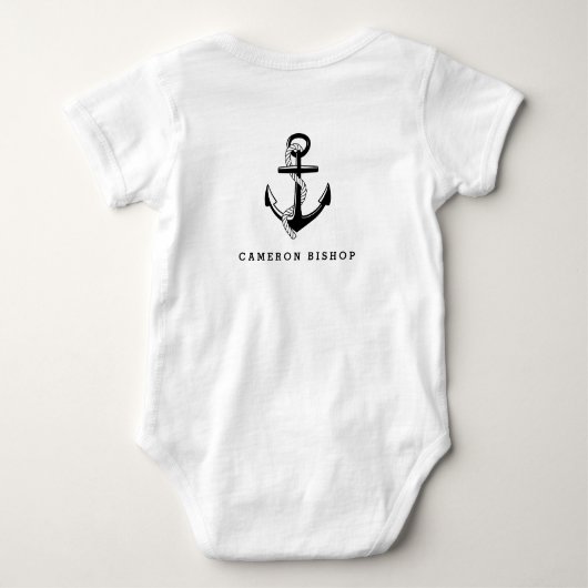 Schwarzer Anker Nautic Personalisiert Baby Strampler (Rückseite)