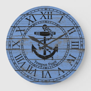 Schwarzer Anker personifizieren Große Wanduhr